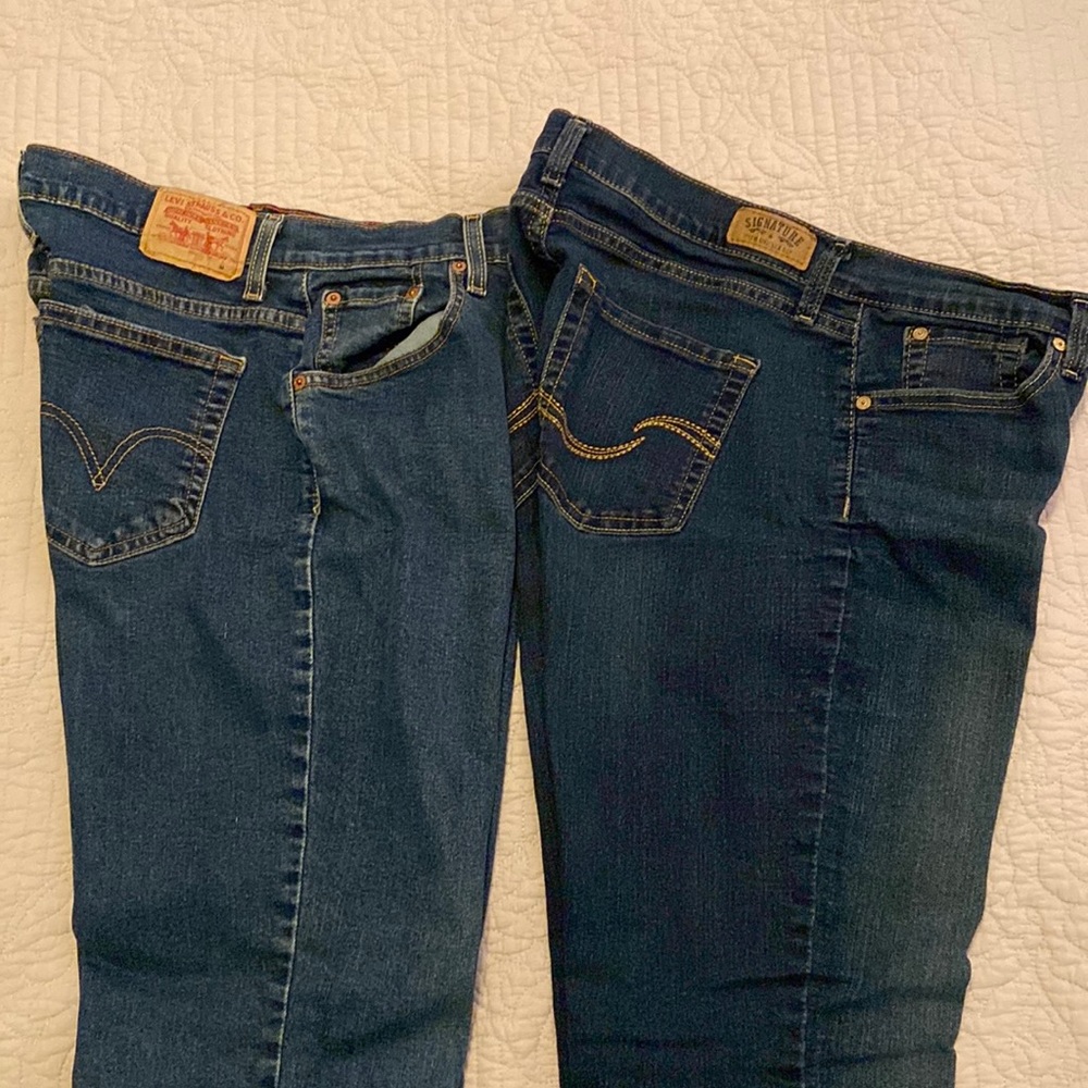 2 pairs Levi bootcut size 12m and 12long.  Curvy bootcut 12l has SM frayed hem
